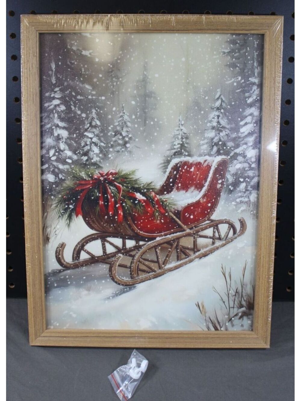16x20 Framed Christmas Sleigh Canvas Winter Wall Art